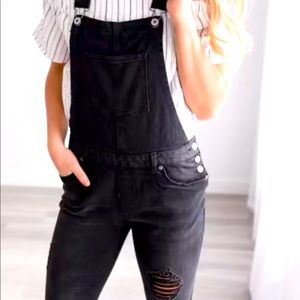 Distressed overalls
